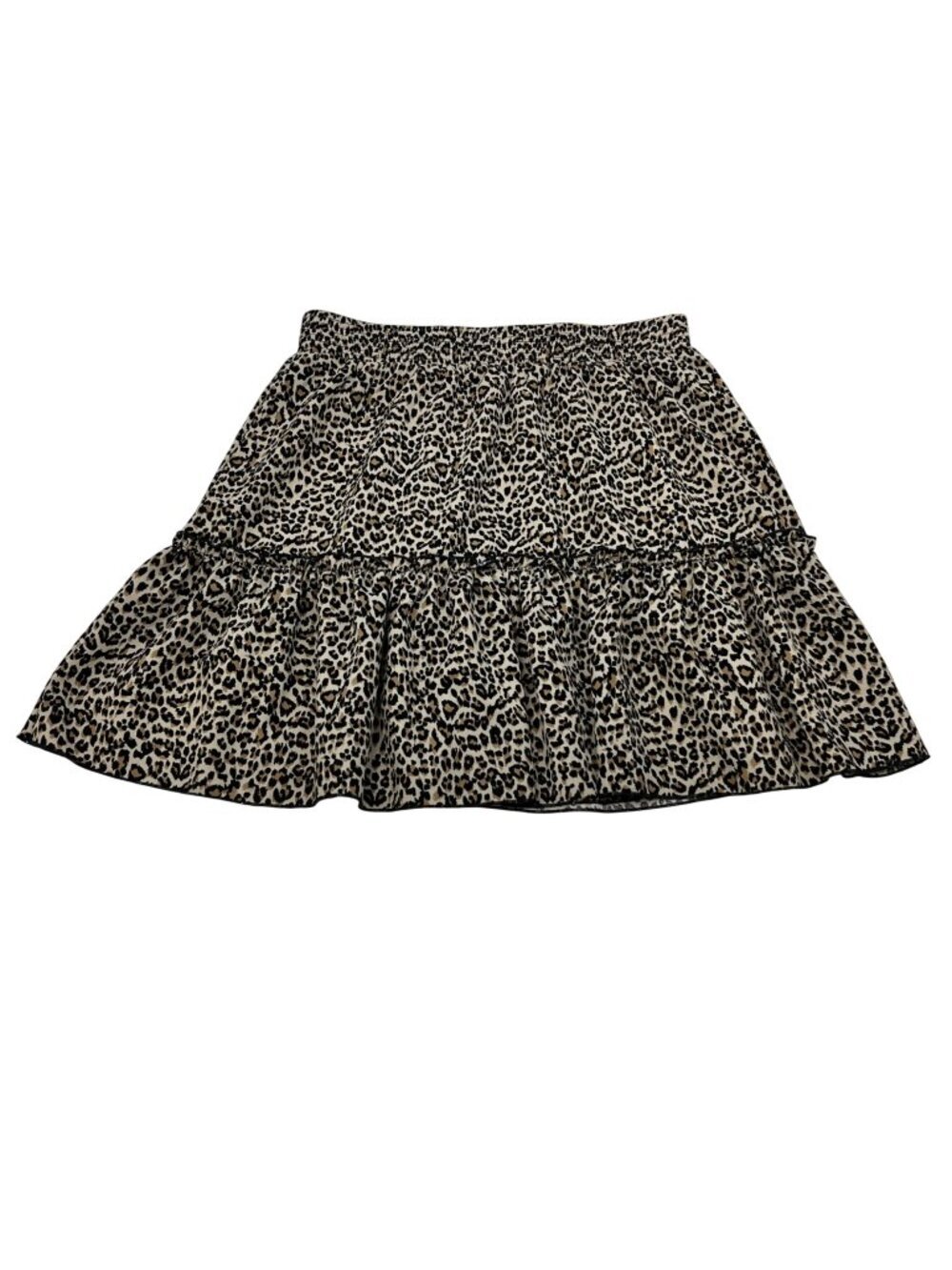 Endless Blu. Womens Cheetah Print Skirt Mini Pull On Black/Tan Size Medium